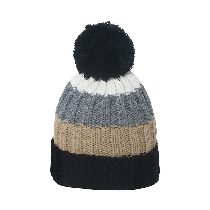 Зимняя шапка мужская осенне-зимняя новая цветная полосатая шерстяная шапка флисовая утолщенная лыжная шапка вязаная шапка мужская