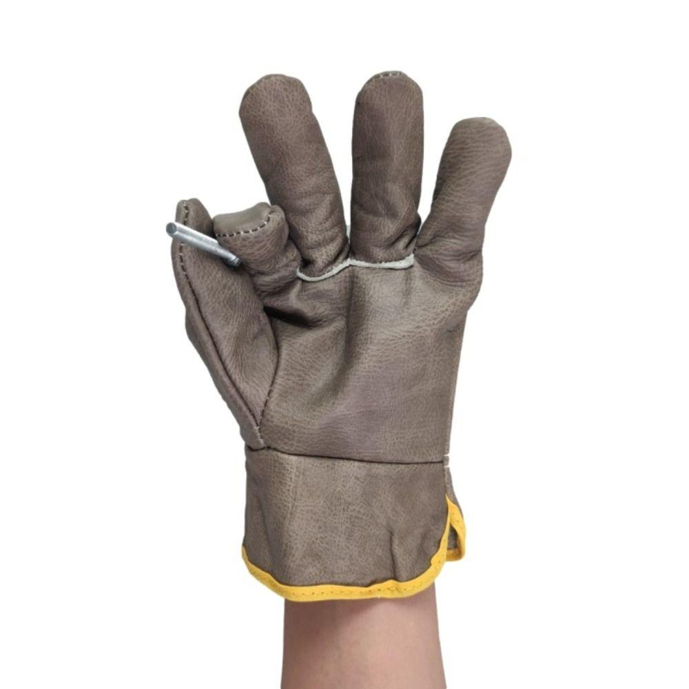 Кожаные термостойкие перчатки, огнестойкие рабочие безопасные перчатки, прочные сварочные перчатки на рабочем месте