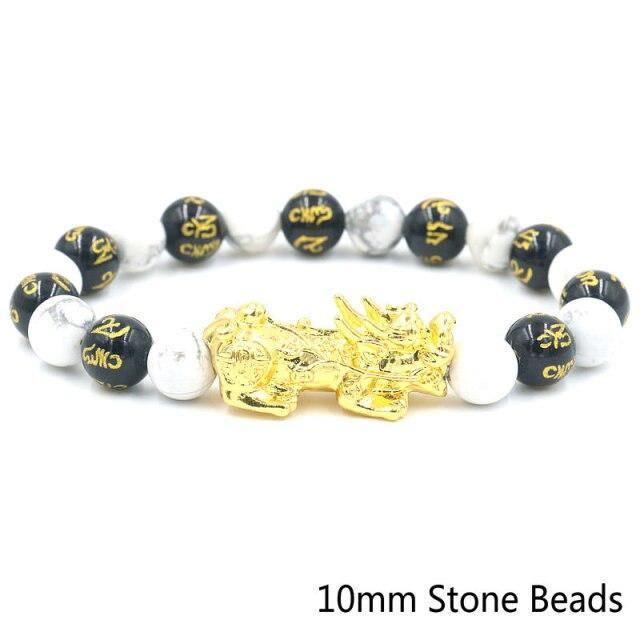 Natural Obsidian Six Character Beads Bracelet Lucky Feng Shui Pi Xiu Pi Yao Bracelet Men Wealthy Amulet Brecelets Women Jewelry