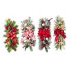 Christmas Stair Garland with Faux Snow Pine Cones Ribbon Realistic PVC Christmas Wreath for Indoor Decor Staircase Door Mantel Decoration