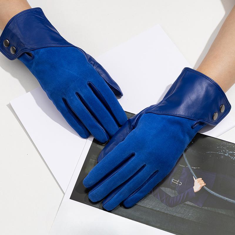 Женские перчатки из натуральной кожи овчины и кашемира Модные и теплые Полнопалые и с двумя пальцами для сенсорного экрана для катания на лыжах