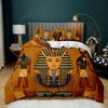Постельные комплекты «Фараон», Комплект пододеяльника 3D «Древний Египет», Декор племени, Размер кинг для взрослых, Египетская пирамида, Полиэстер