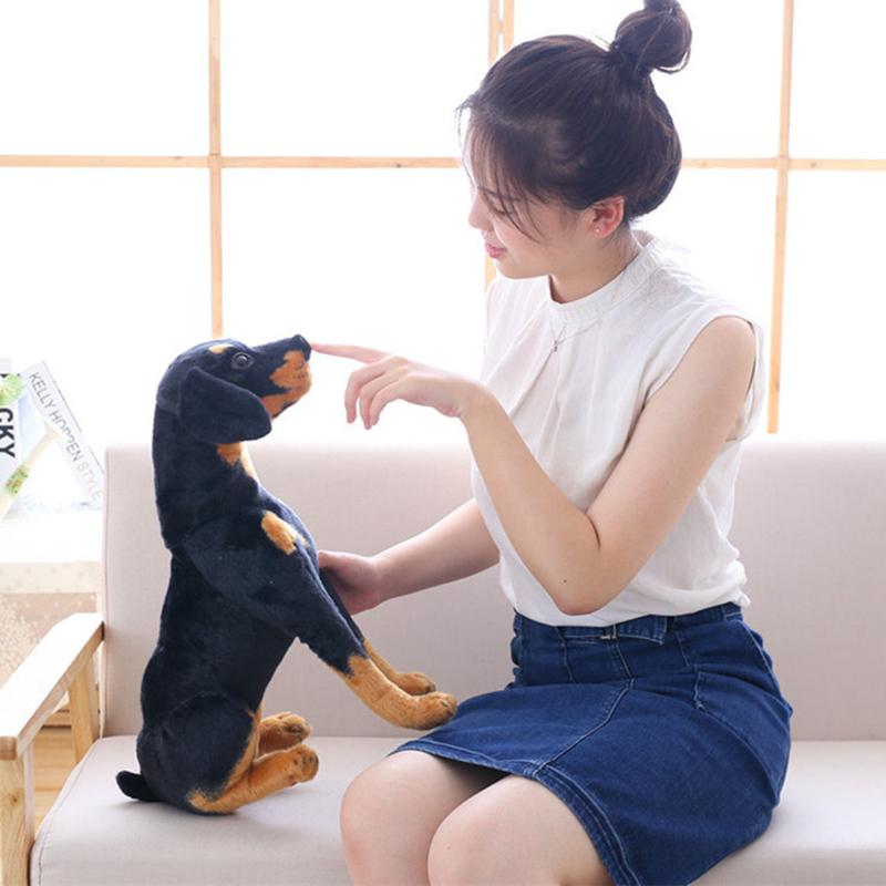 23-66cm Simulation Black Dog Animal Model Big Ornament Toy Dog Puppy Dachshund Lifelike Stuffed Toy Pet Dog Handmade Home Decor