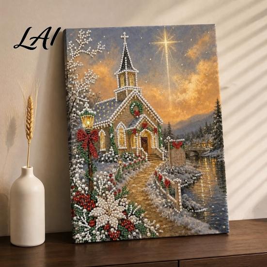 Crafting Supplies for Home Christmas Church Faux Pearl Art Kit Painting DIY 15.75 Kits Beginners x 11.81 Inch Craft Adults Relaxing Decor