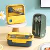 Portable Lunch Box Grid Children Student Office Bento Box with Fork Spoon Leakproof Microwavable Prevent School Food Storage Box
