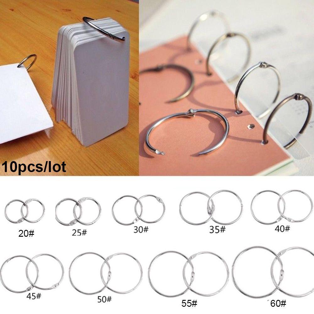 10pcs/lot Plated Album Metal Scrapbook Clips Loose Leaf Binder Keychain Circle Hinged Rings