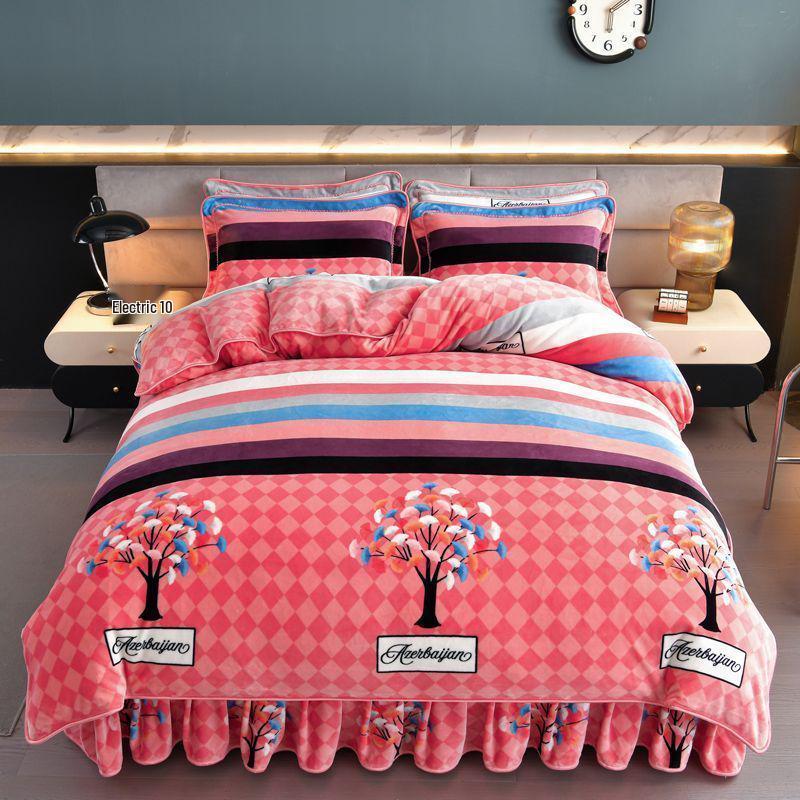 G5Z9 Jin Double-Sided Thickened Velvet Four-Piece Bedding Set for Weddings
