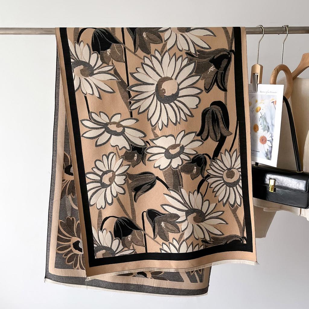 New Printed Double-sided Imitation Cashmere Scarf Women's Winter Scarf Girl Shawl