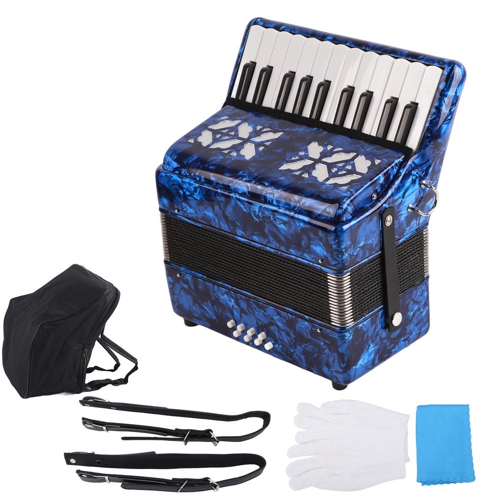 Accordion 22 Keys 8 Bass Celluloid Musical Instrument Toy for Home Stage PerformanceDark Blue