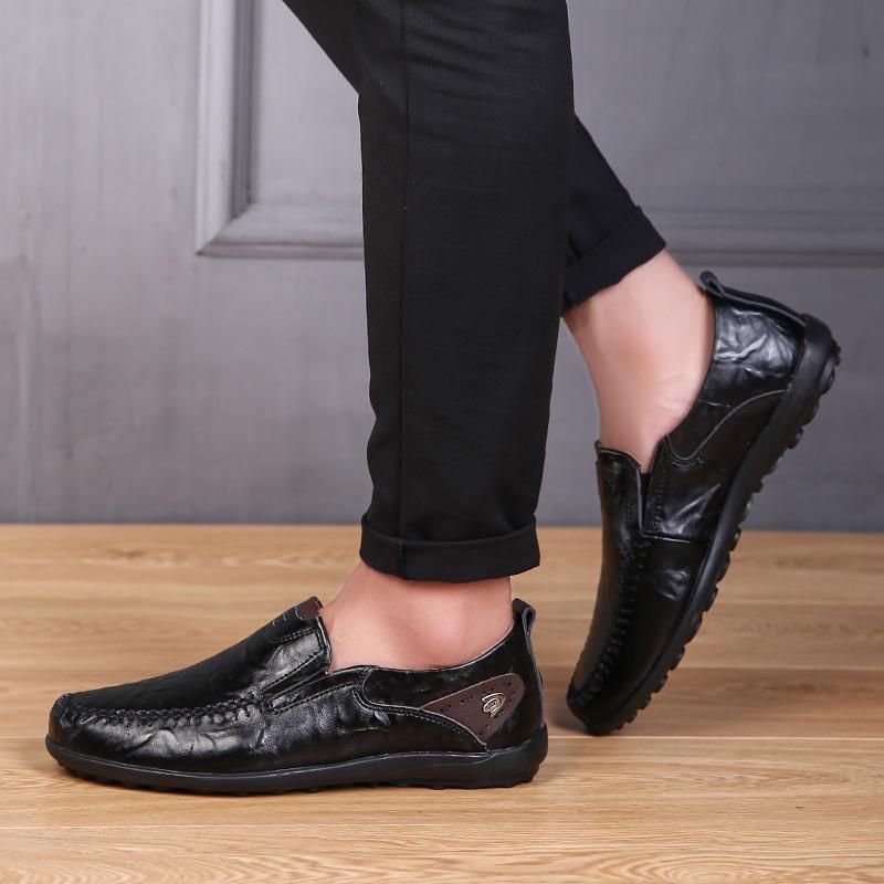 Повседневная обувь ручной работы. Мужские мокасины. Удобные кожаные туфли на плоской подошве. Мягкие кожаные лоферы38-47.