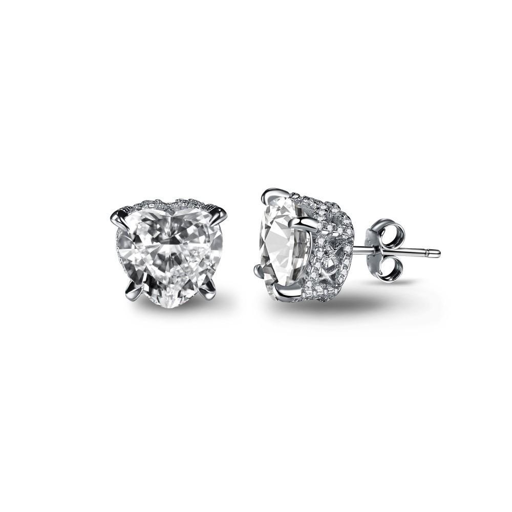Hot-Selling S925 Sterling Silver Earrings Luxury Fashionable Wedding Collection with Heart-Shape Square Pear-Shape Zircon Inlaid
