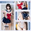 6 Piece Set Sexy Sailor Costume Leotard Navy Removable Chest Ribbon Open Inseam Specification Suitable for Events Free Size Black X Red X Navy Cosplay