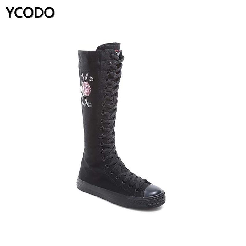 Весенне-осенние женские ботинки, парусиновые сапоги до середины икры, повседневная обувь с высоким берцем, длинные сапоги, удобные ботинки на плоской подошве со шнуровкой, размер 34-43