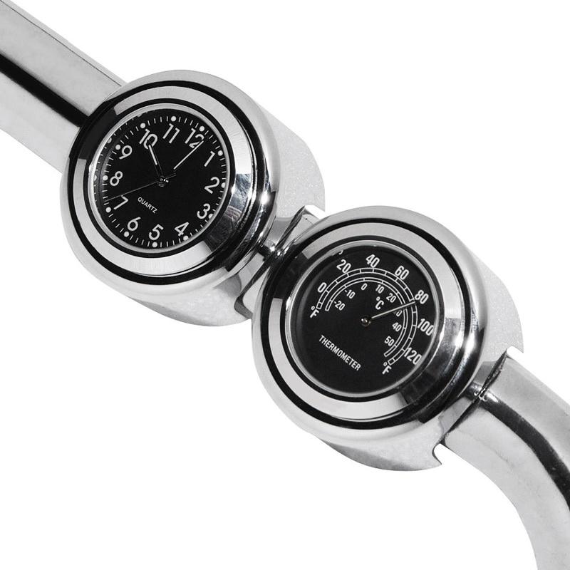 7/8 'крепление на руль мотоцикла, кварцевые часы, термометр, мотоциклетные часы, водонепроницаемые часы с циферблатом, крепление на руль мотоцикла