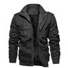 Men's Military-Style Washed Cotton Jacket with Velvet Lining