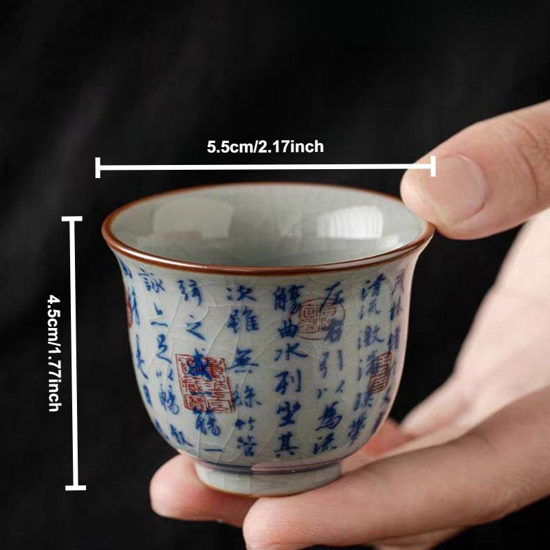 Antique Blue and White Porcelain Teacup Ceramic Master Cup Tea Bowl Mugs Chinese Kung Fu Gongfu Teaware Set Household Drinkware