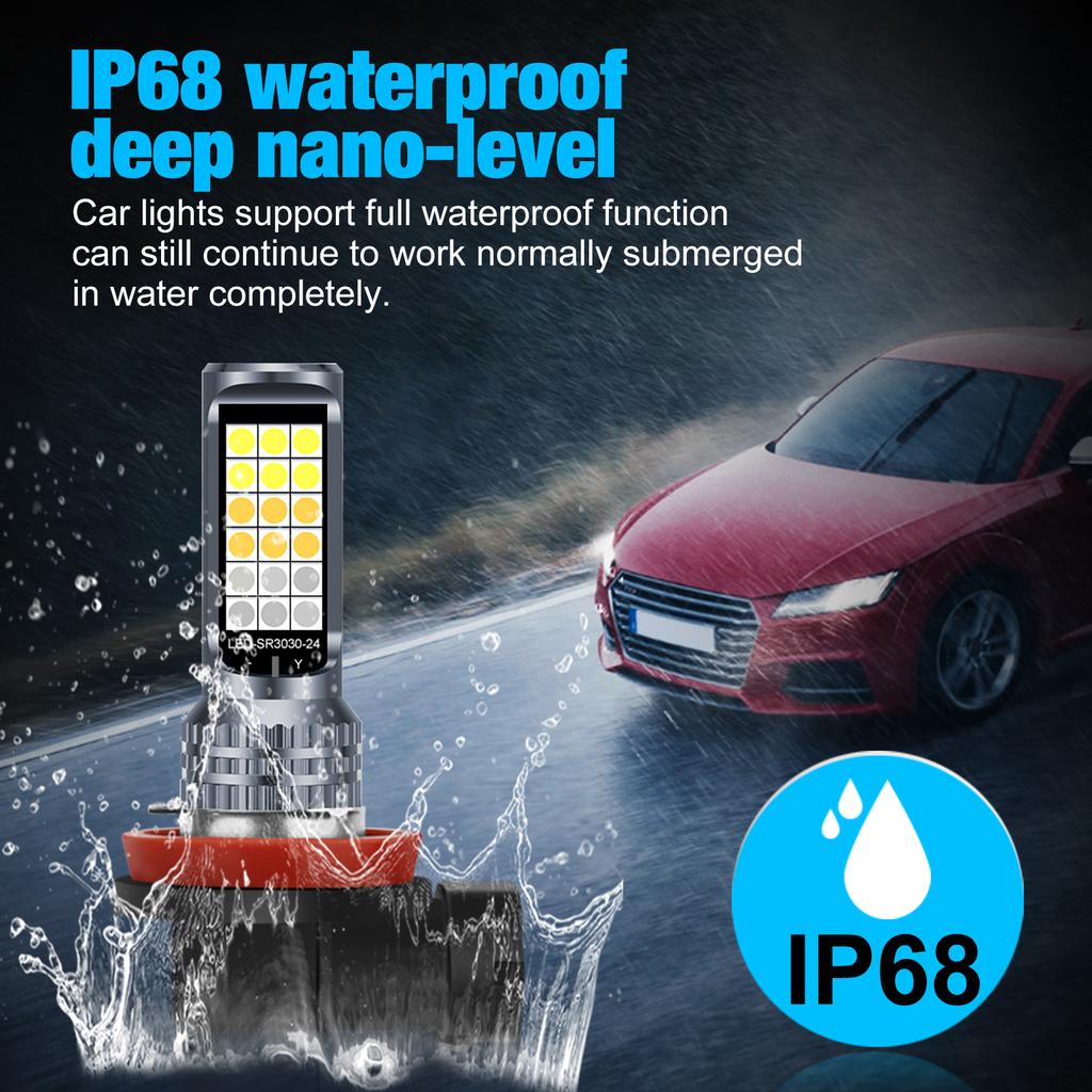 2Pcs 3 Colors H11 Led High Quality 3030 LED Auto Fog Lamp Car Anti Fog Light Bulb Foglamps Yellow White Blue Switch Freely