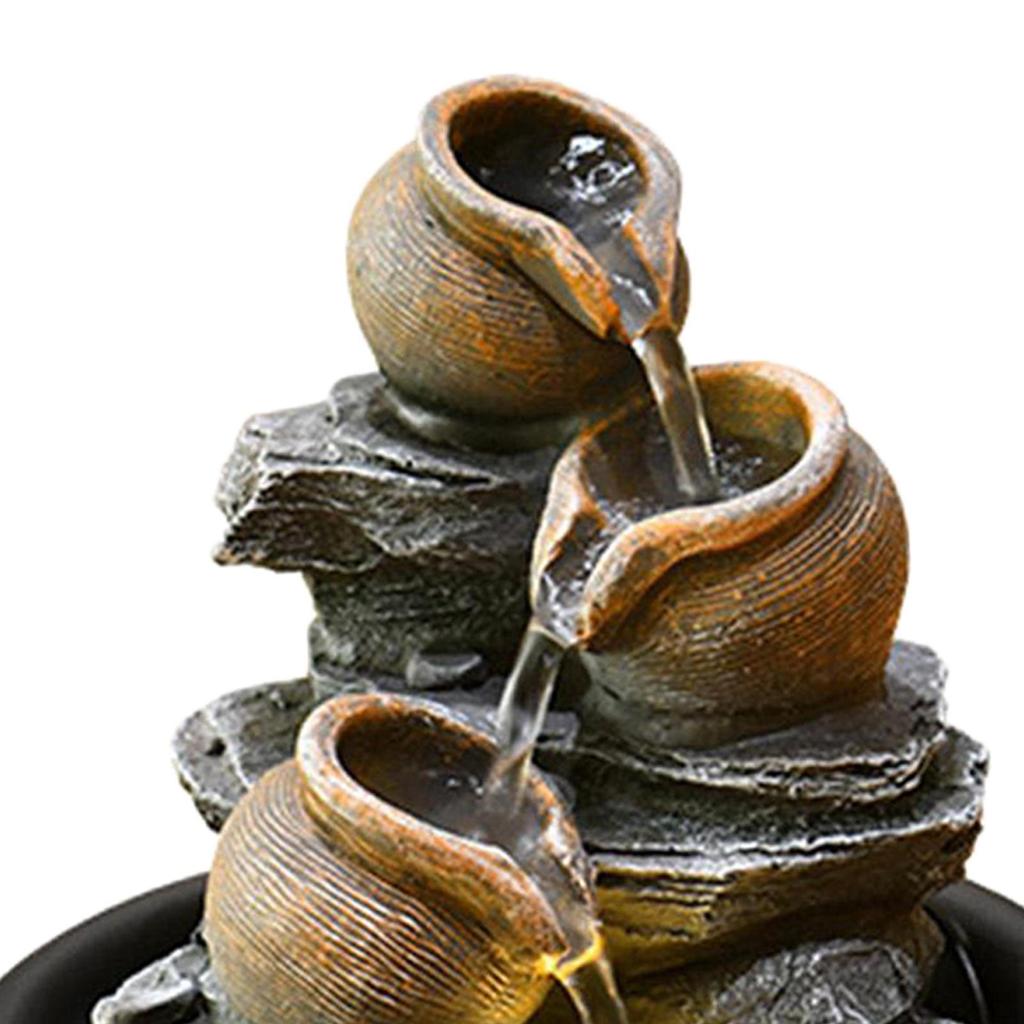 Mini Waterfall Indoor Fountains Resin Crafts Ornament Illuminated Decoration Tabletop