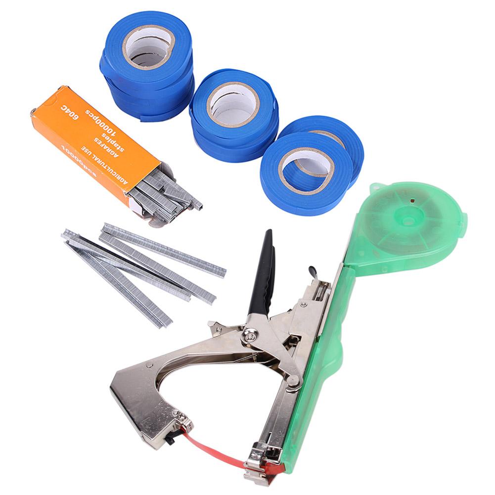 Garden Plant Tapetool Plant Tying Machine with 10 Rolls Tape 1 Box Staples for Vegetable Grape Tomato Cucumber Pepper Flower