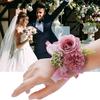 Wrist Flower Non-Fading Multi-color Decorate Elegant Bride Groom Fake Wrist Corsage for Party