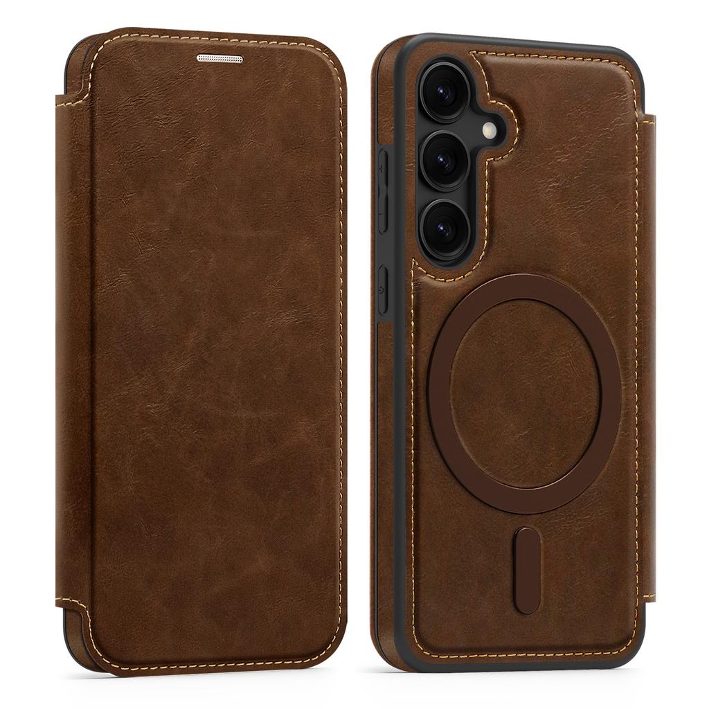 For Samsung Galaxy S24 Magnetic Case RFID Blocking Card Holder Leather Phone Cover