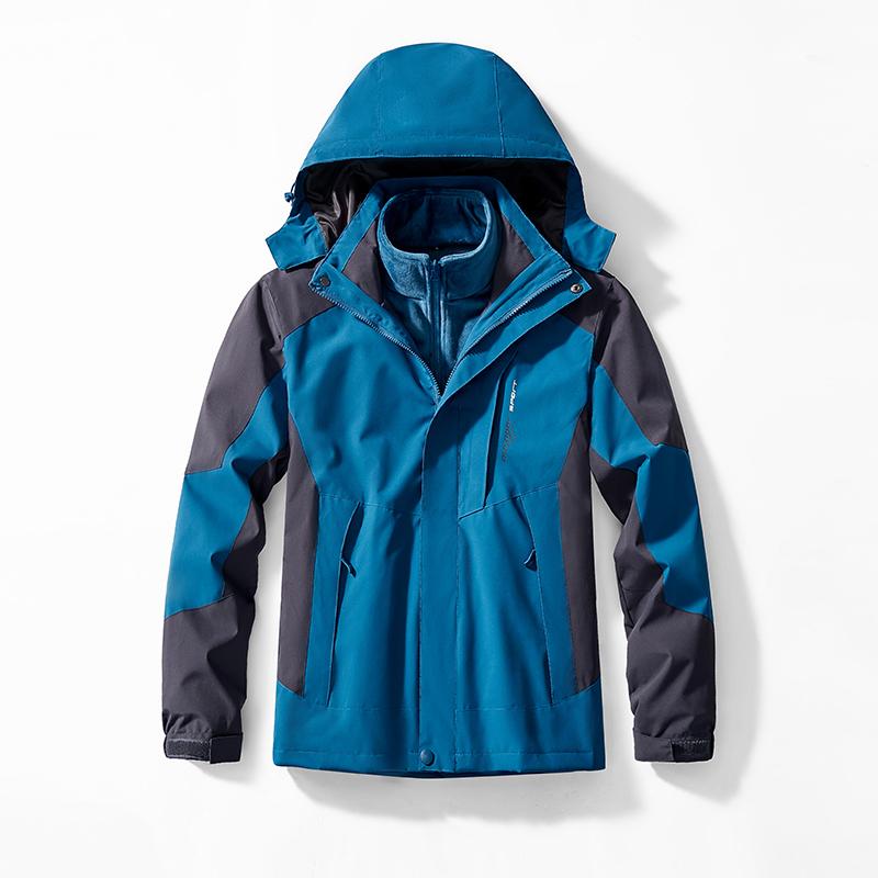Windproof Man Women Jackets Suits Two Pieces Sets 3 In 1 Windbreaker Waterproof Camping Thick Warm Unisex Coat