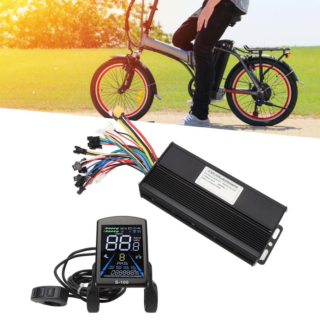 Electric Bike Conversion Kit 40A 3 Mode Sine Wave Motor Controller S-100 Color Screen Panel 20X Throttle Handle 8 Magnets Power Pedal Assist Sensor