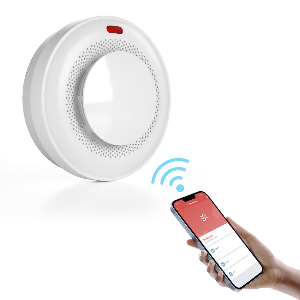 WiFi Smart Smoke Detector Fire Smoke Alarm Auto-Check Tuya App 360 Degree Detection Remoting