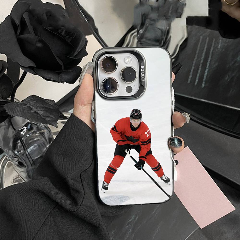 Чехол для телефона Macklin Celebrini San Jose Sharks для iPhone 17,16,15,14,13,12, Pro MAX Черный Матовый Ударопрочный Чехол