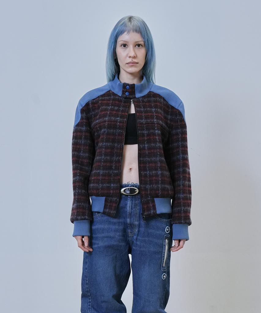 Newge Inside Out Check Jumper (Wine)