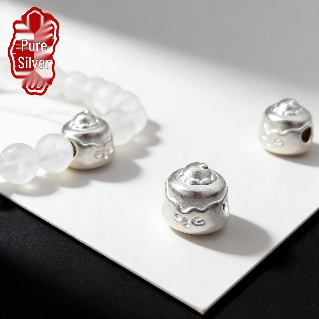Серебро 999 пробы Бусина для торта DIY Аксессуары для браслетов-разделителей ювелирных изделий - Милые формы Каваи
