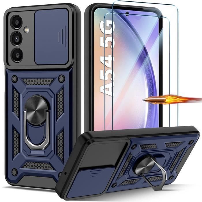 Coque de Protection - BOOLING - pour Samsung Galaxy A54 5G - Bleu Antichoc - 2 Vitres