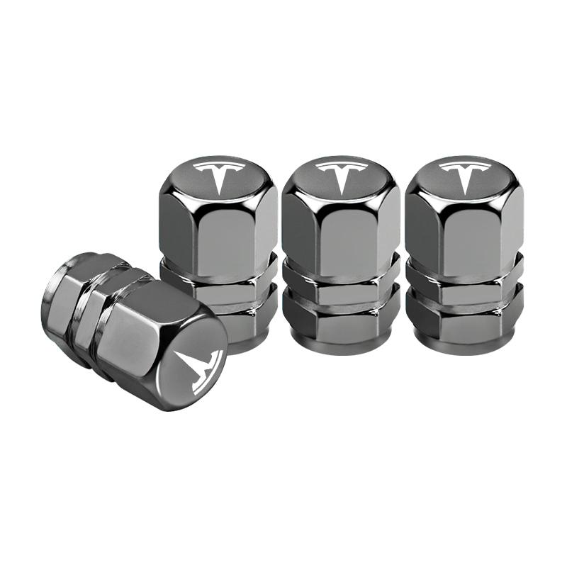 AAAIJ1 4Pcs Aluminum Alloy Car Tire Valve Cap Dust Cover Accessories For Tesla Model 3 Model S Model X Model Y Cybertruck Roadster