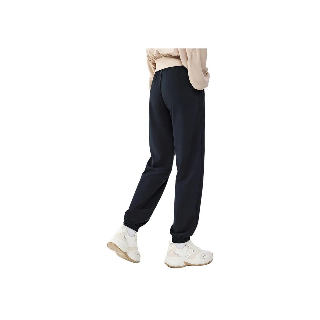 Anta Comfortable Casual Solid Color Long Knit Sports Pants Women Bottoms Black 162438306-1