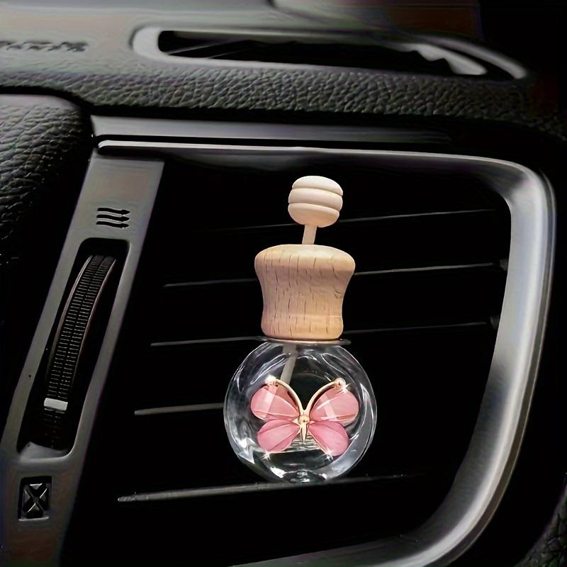1pc Car Butterfly Glass Bottle, Reusable Car Essential Oil Diffuser, Empty Glass Bottle Pure Decoration Car Accessories