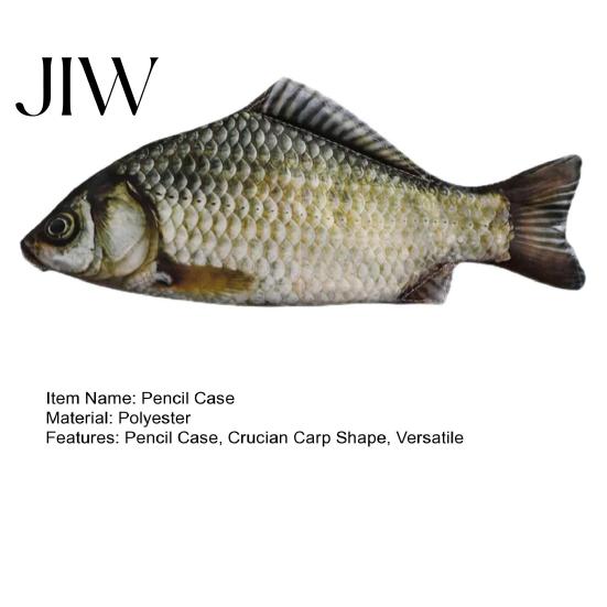 Realistic Bionic Fish Case Crucian Carp Pencil Case, 3D Shape Stationery Large Capacity Pen Holder Pouch, Zippered Organizer, for Students And Office