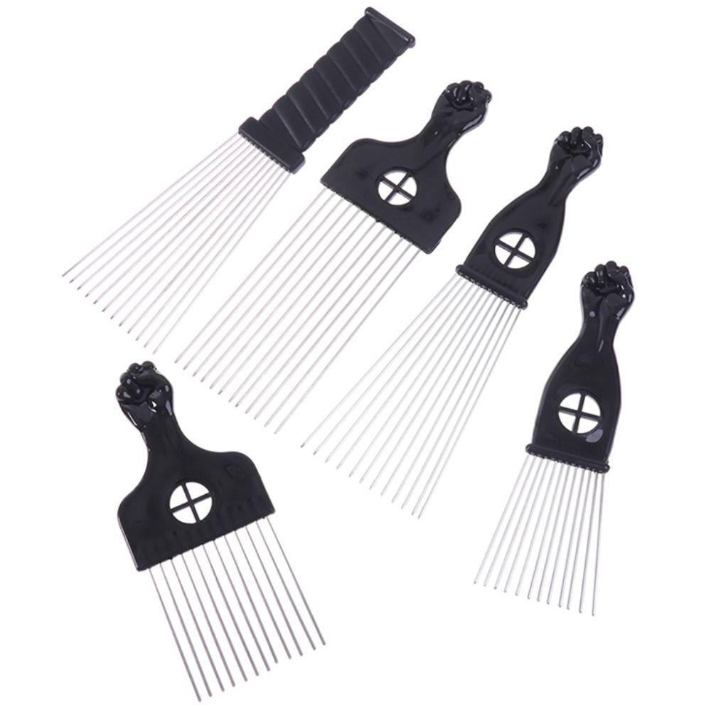Профессиональная афро-металлическая расческа Black Fist American Pick Hair Combs African Hair Pik Comb Brush Salon