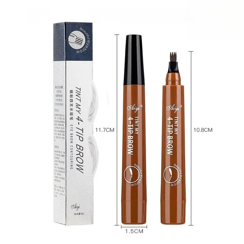 Four Fork Eyebrow Pencil Waterproof Non-makeup Natural Three-dimensional Color Liquid Eyebrow Pencil Lasting Setting Women's Cosmetics Makeup