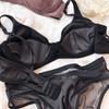 Women Ice Silk Comfort Underwear Sexy Small Breast Push Up Bra Set Detachable Padding Thin Cup Brassiere Intimates Panties Set