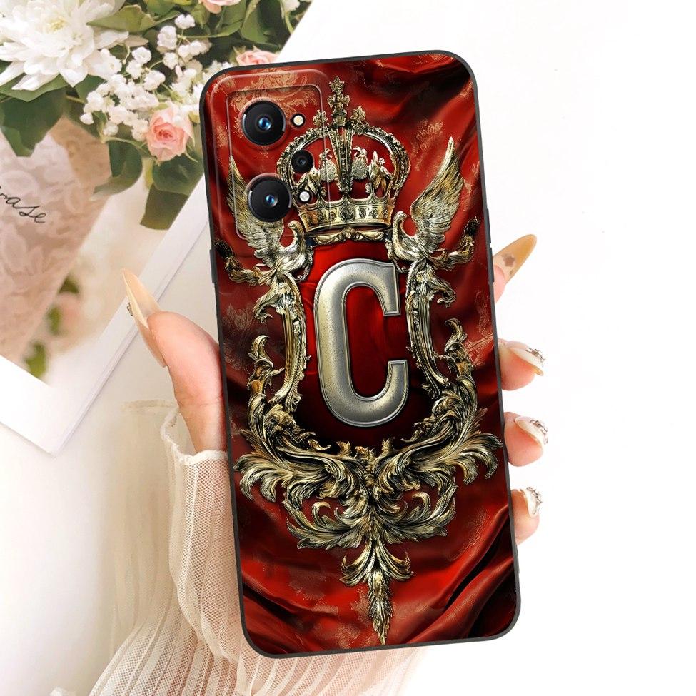 For Realme GT Neo 2 Case Luxury A-Z Letters Fashion Crown 2D Painted Silicone Bumper Cover For Realme GT Neo2 RMX3370 Casing