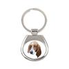 Basset Hound - Geometric Keychain with a Photo and the Inscription