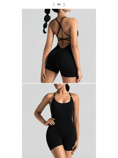 Бесшовный цельный костюм для йоги с элегантной спинкой и дизайном «персиковые ягодицы»