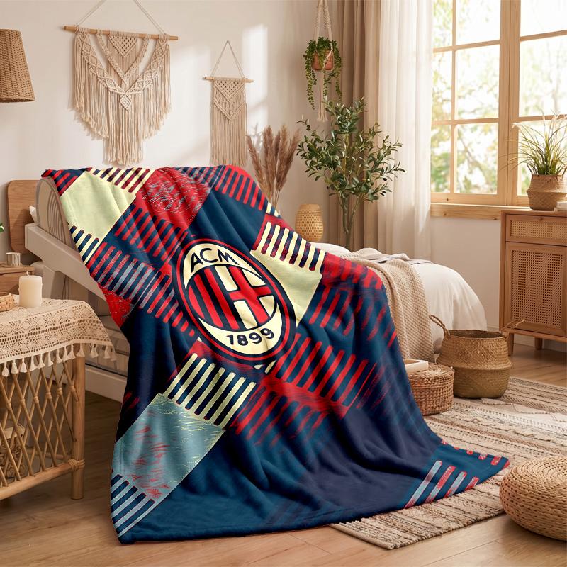 AC Milan Print Flannel Blanket Soft Warm Sofa Bed Throw Blanket For Home Office Bedroom