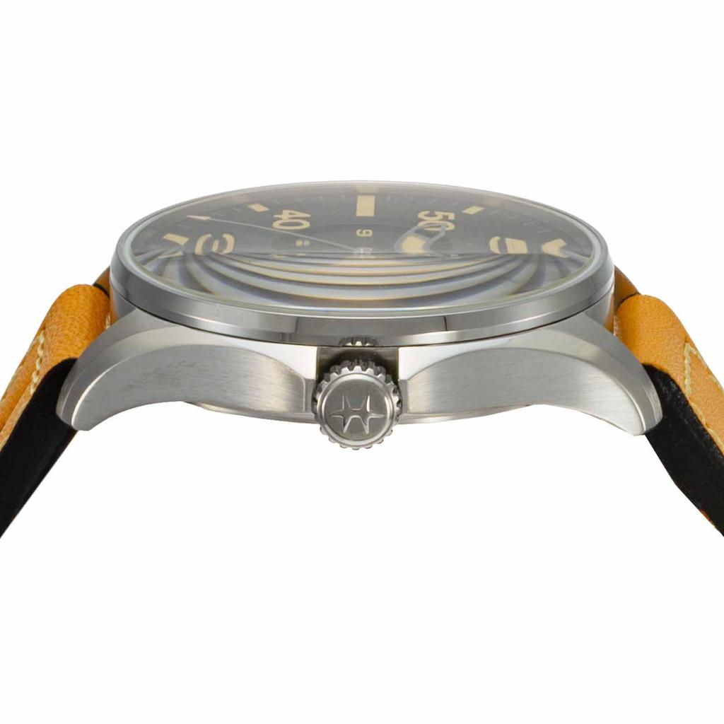 Watch Khaki Aviation Pilot Day Date Auto Khaki Aviation Black Dial Stainless Steel Sapphire Glass Automatic 46MM Swiss Brand Watch H64725531 Brown