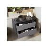 Meuble sous-vasque suspendu de 80 cm de large,avec vasque en céramique,avec tiroirs,design moderne,noir-gris
