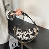 Versatile Cow Pattern Bag Women's New Fashion Trend Splicing Horn Bag Simple Canvas Messenger Bag CLE