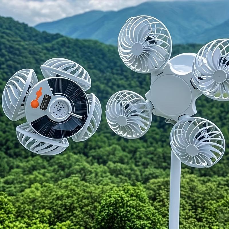 Солнечный вентилятор для кемпинга, Светильник с потолочным вентилятором, USB перезаряжаемый портативный электрический вентилятор, Подвесной ручной светильник с регулируемой скоростью, 3 цвета, Палатка,