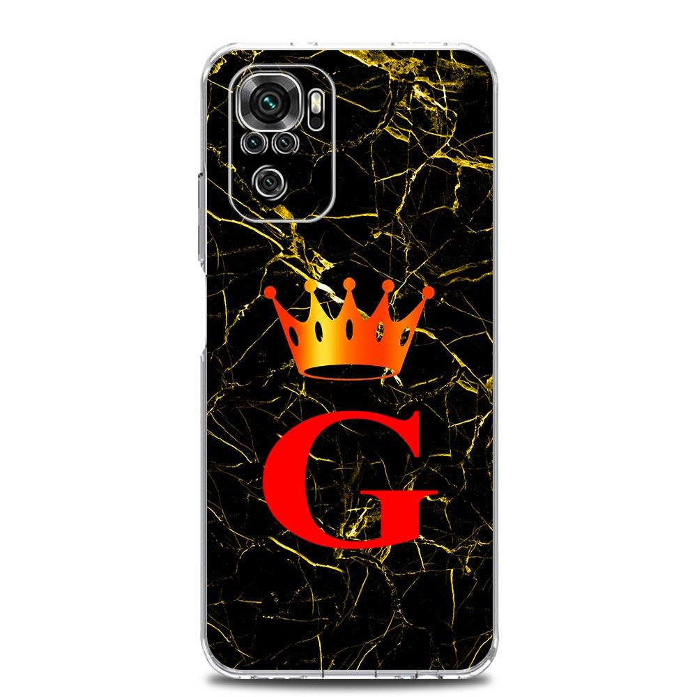 Чехол для телефона для Xiaomi Redmi Note 15 14 13 12 4G 10 11 Pro Plus 5G 14C 13C 12C 10C TPU Чехол Роскошный Мраморный Буква A B Корона