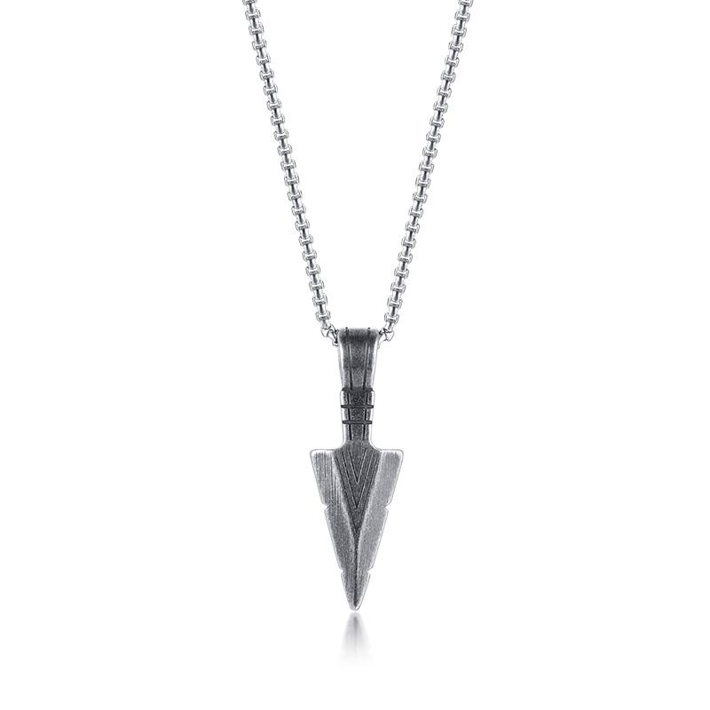 Man Necklace, Arrowhead Kunai Pendant,Stainless Steel Primal Tribal Spear Necklaces,Men Kunai Ethnic Viking Necklace