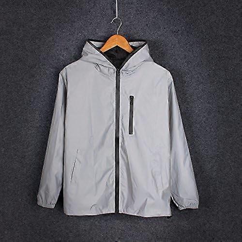 Reflective Coat Hooded Windbreaker Fashion Runing Pocket Jacket